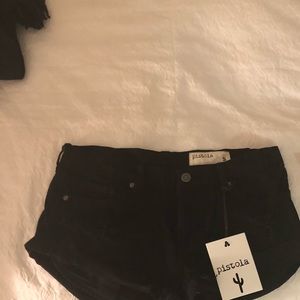 Black denim shorts